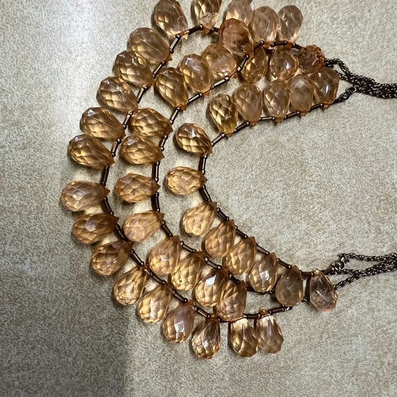 NWT! Loft Multi-Tier Necklace w/Gold/Amber Beads - 19 inch length - Picture 2 of 2